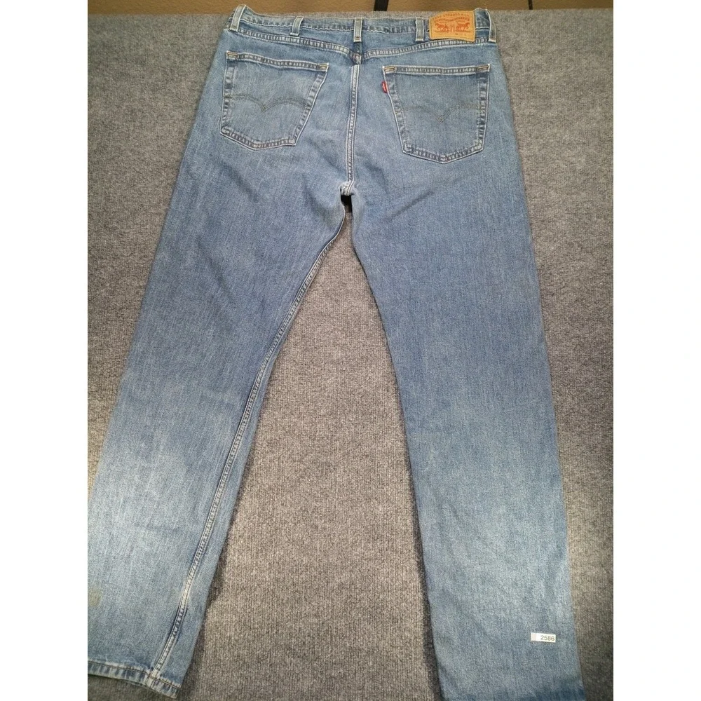 Levi's 505 Regular Fit Jeans Men's 38x34 Blue Denim Straight Leg (Stain)